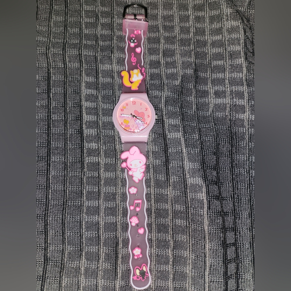 (Brand New!) My Melody Pink Wristwatch with decorated musical note and charms